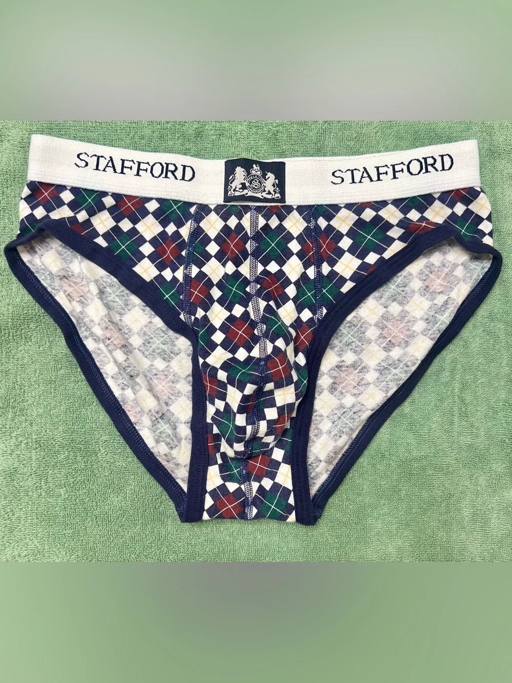 Stafford Men’s Striped Briefs in Burgundy, Green & Navy